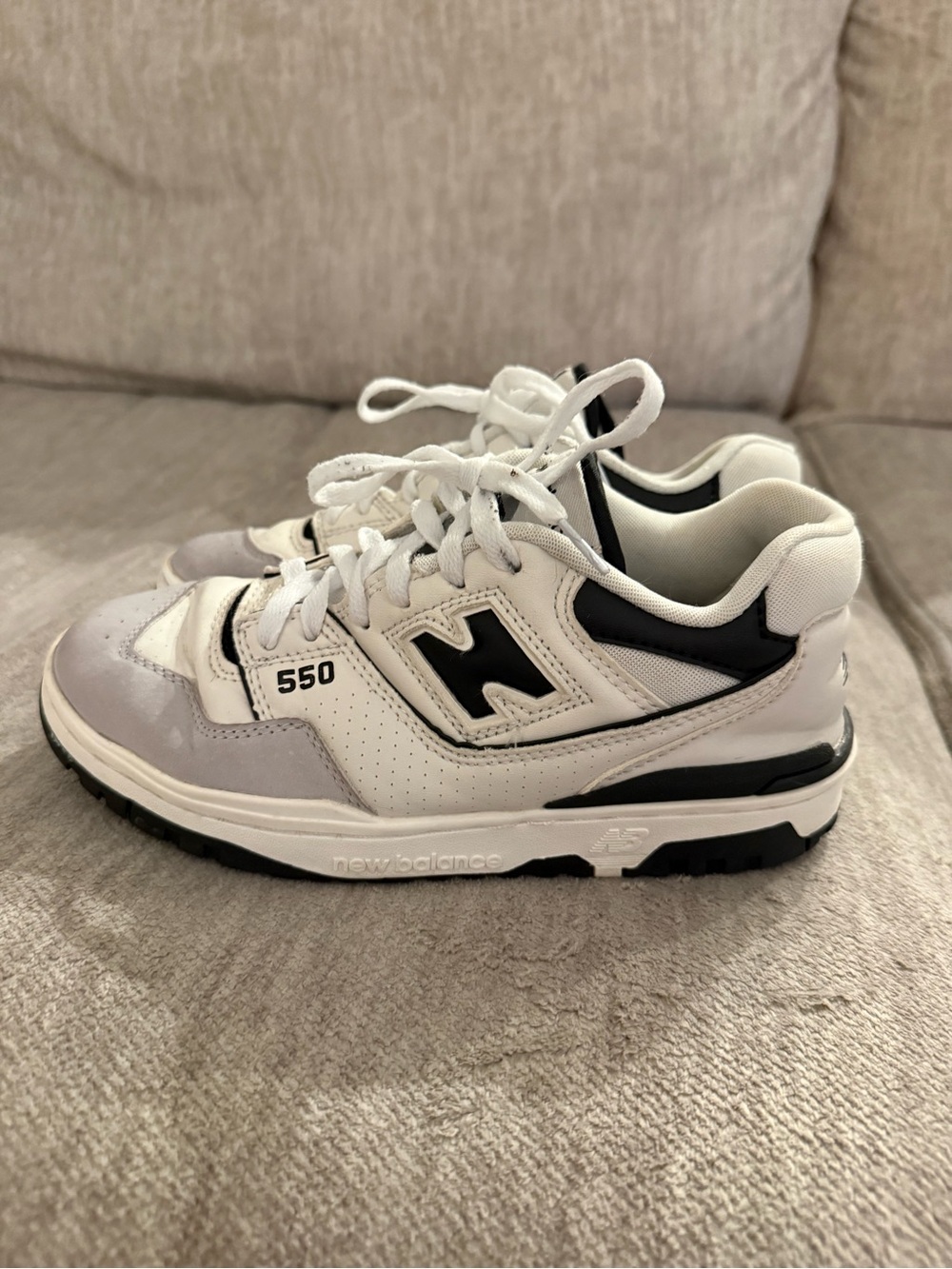 New Balance Kids 550 White, Black & Light Gray Sneakers